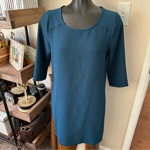 Everly Teal Scalloped Shift Dress
